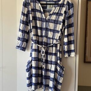 Anthropologie Blue and White Checkered Dress